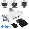 6 In 1 OTG Card Reader USB 2.0 To Type C/SD/TF Memory Card Adapter for Mobile Phone Laptops Accessories Multifunction Cardreader