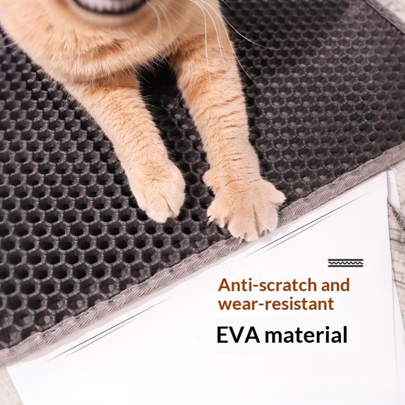 Double Layer Cat Litter Mat Urine Resistant Anti Spill Litter Trapping Pad Non Slip for Cat Cage Litter Box Area
