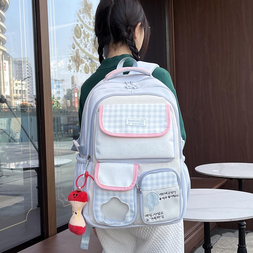 Schoolbag new schoolbag women's college wind milk yellow large capacity high value middle and high school students multi-compartment backpack