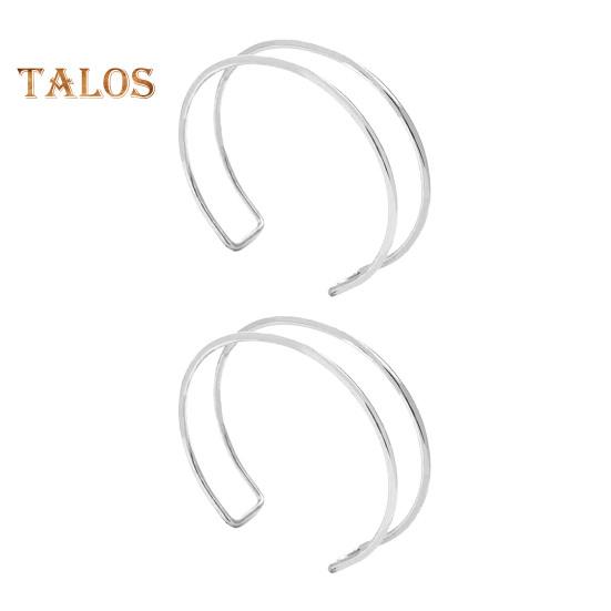 

2 шт. Женские браслеты, двухслойные, открытые, регулируемые, полированные, противоскользящие, преувеличенные, стильные, однотонные, металлические, наручные, женские ювелирные изделия B серебряный