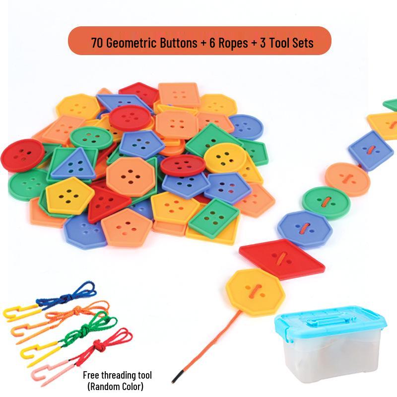 Handmade Montessori Geometric Beading Blocks - Educational Toys for Primary School Students