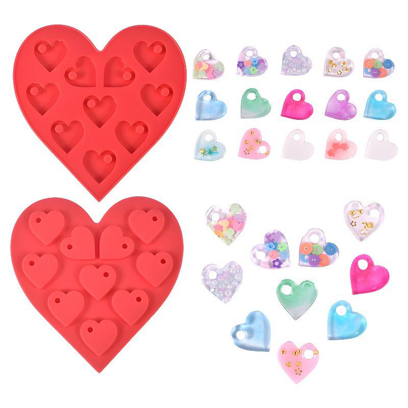 Diy Heart Shape Silicone Keychain Mold Jewelry Hanging Pendant Resin Mould