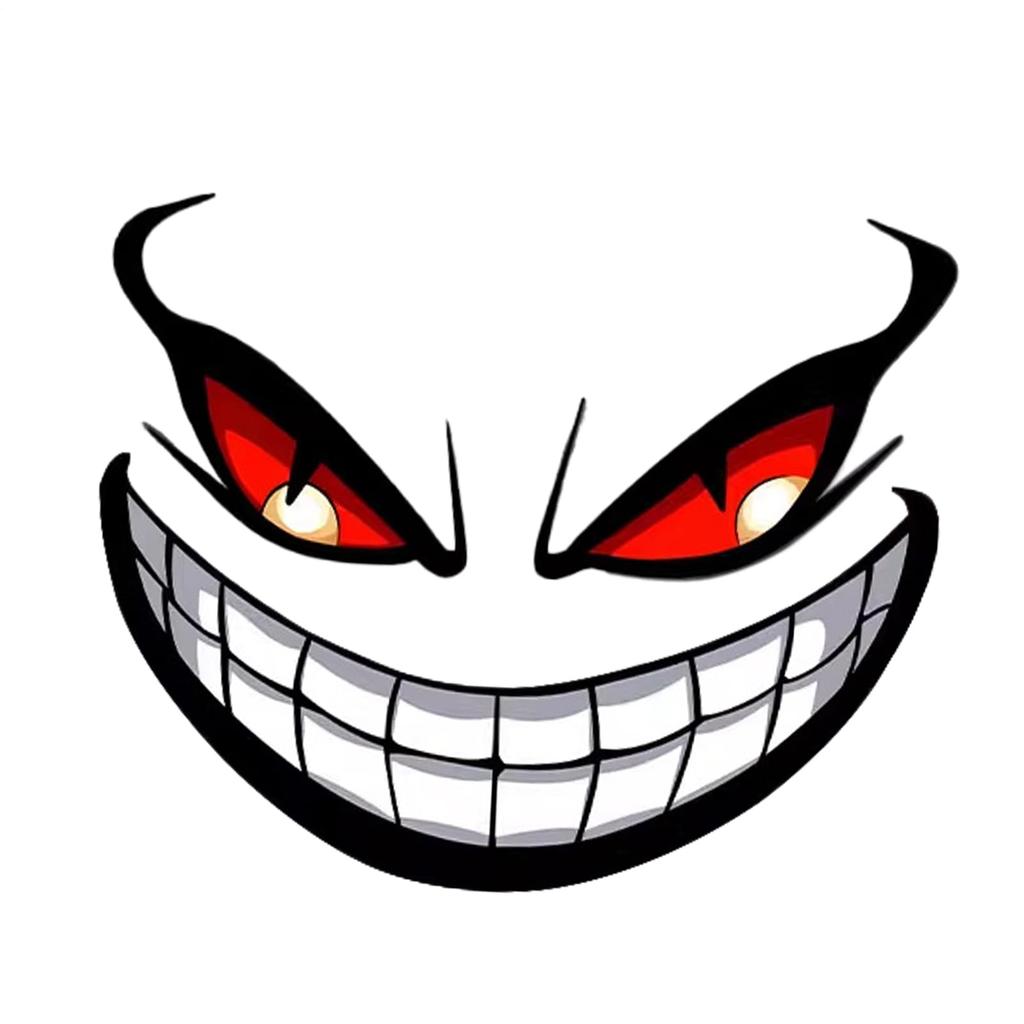 Reflective Car Decal, Waterproof Devil Smile Eye Car Sticker, Funny