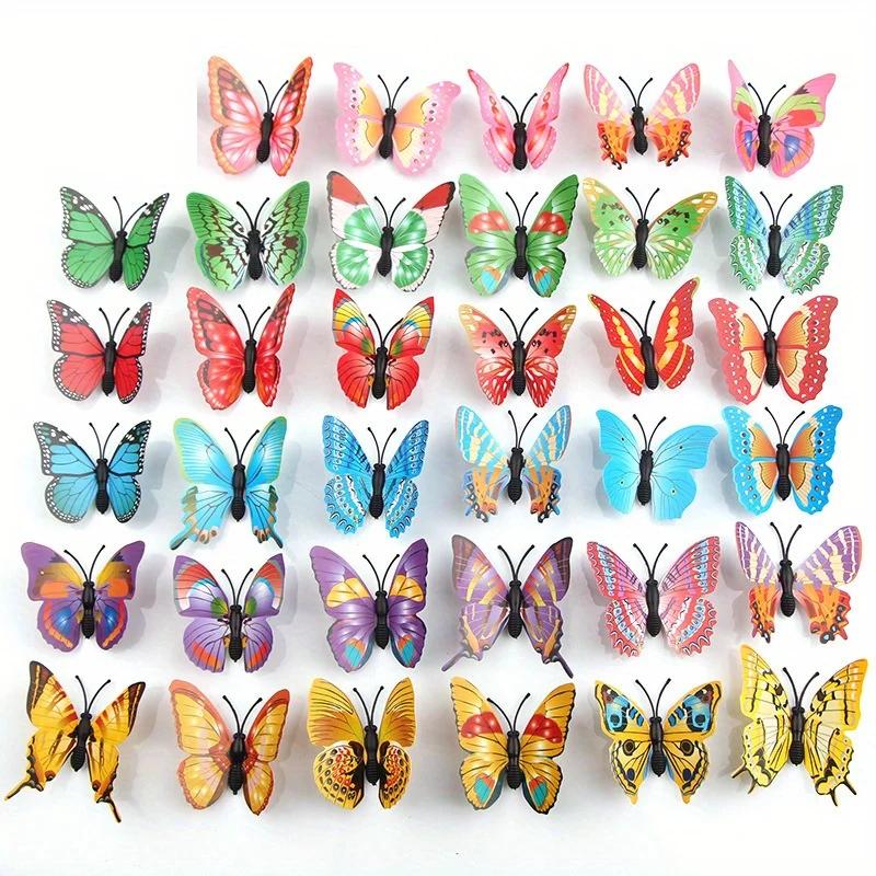 100pcs Simulated 3D Butterflies Versatile Colorful Plastic Butterfly Decorations for Home Garden,Outdoor and Wall decoration