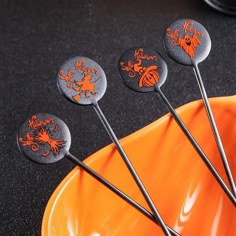 4pcs/set Halloween Coffee Spoon for Tea Milk Sugar Stirring Dessert Cake Spoons