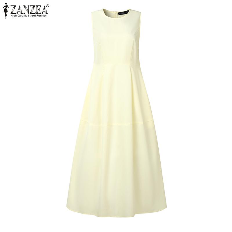ZANZEA Women Casual Round Neck Sleeveless Summer Tank Dress