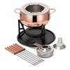 Service À Fondue - Oak & Steel - 10 Pièces - Acier Inoxydable - Or Rose-Cuivre - Coffret Cadeau