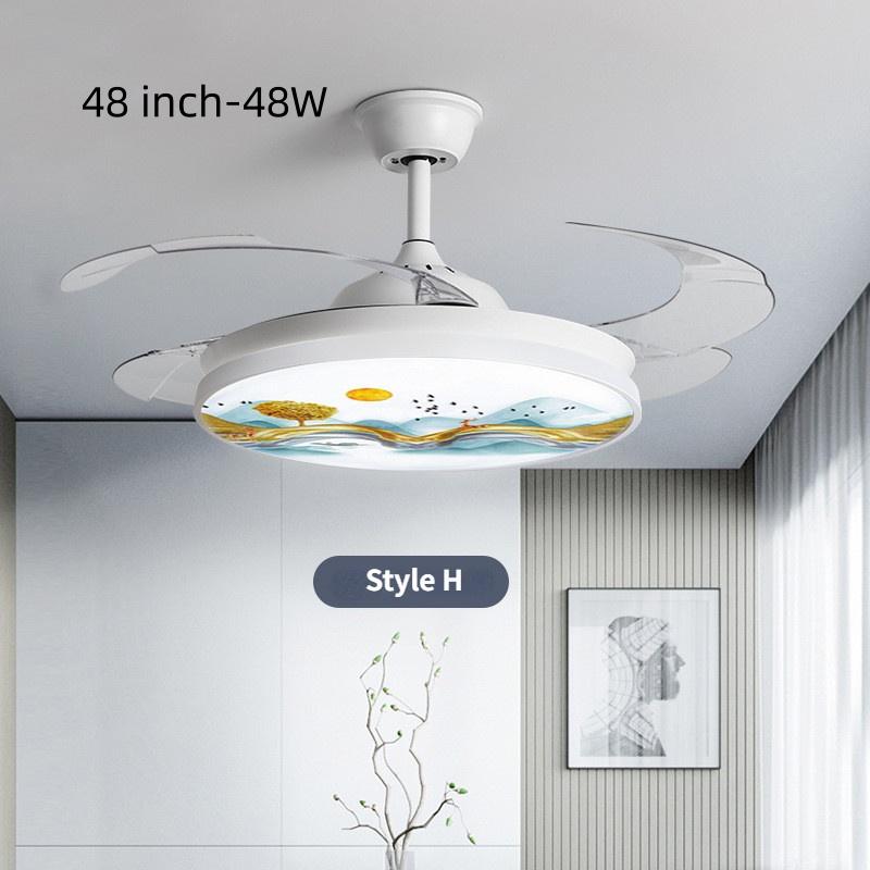 36W/48W Bedroom Invisible Silent Fan Light Simple Ceiling Fan Lamps With Remote Control Household Intelligent Integrated Ceiling Fan With Light