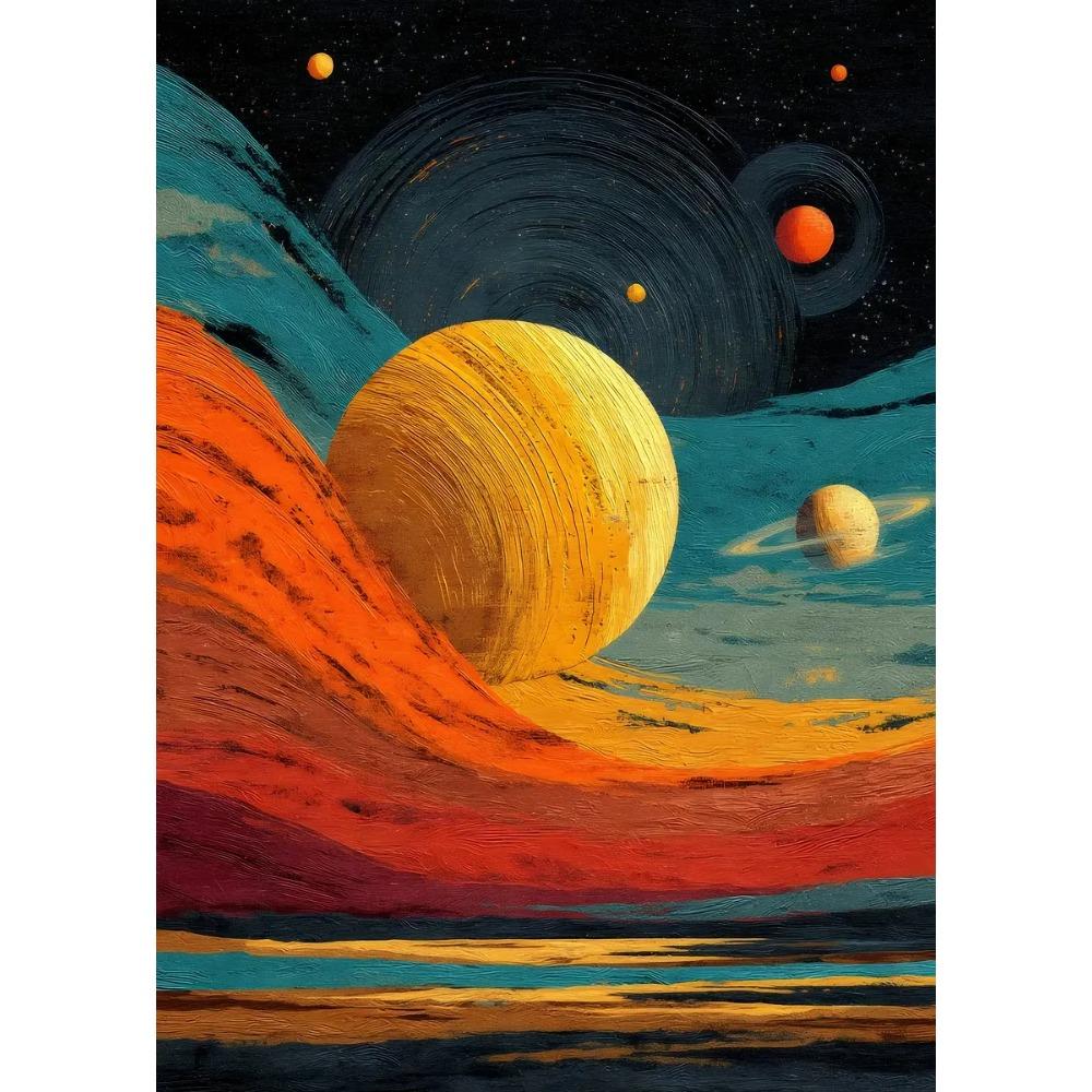 Colorful Abstract Chromatic Horizons Posters Wavy Floating Cubes Modern Prints Canvas Painting Wall Art Pictures Home Room Decor