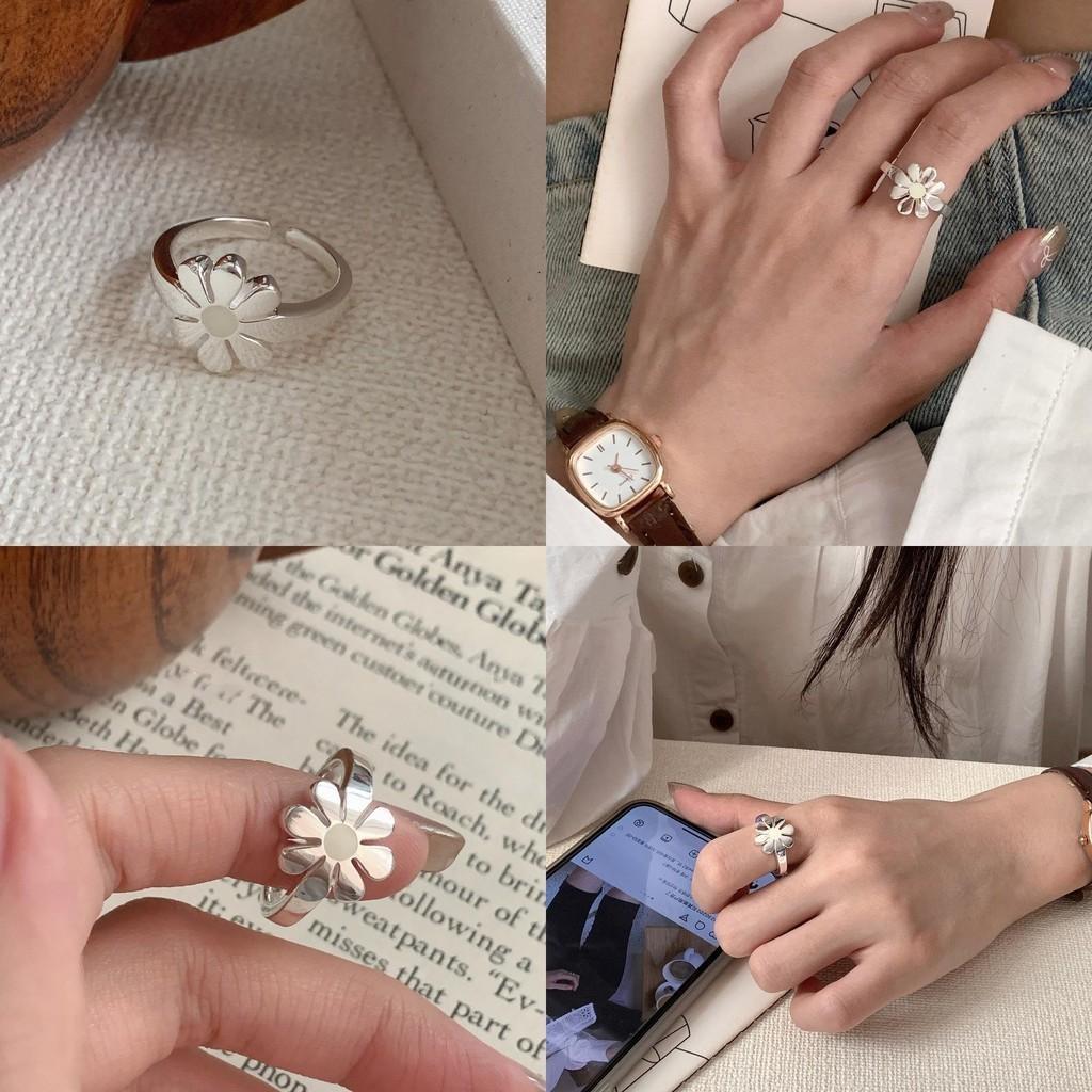 Open Adjustable Stylish Copper Daisy Ring For Women Unique Geometric Design