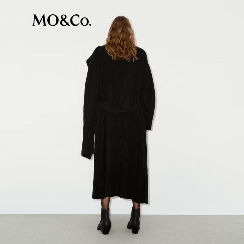 MO&Co. Women's Alpaca Wool Blend Long Knitted Cardigan Coat with Belt
