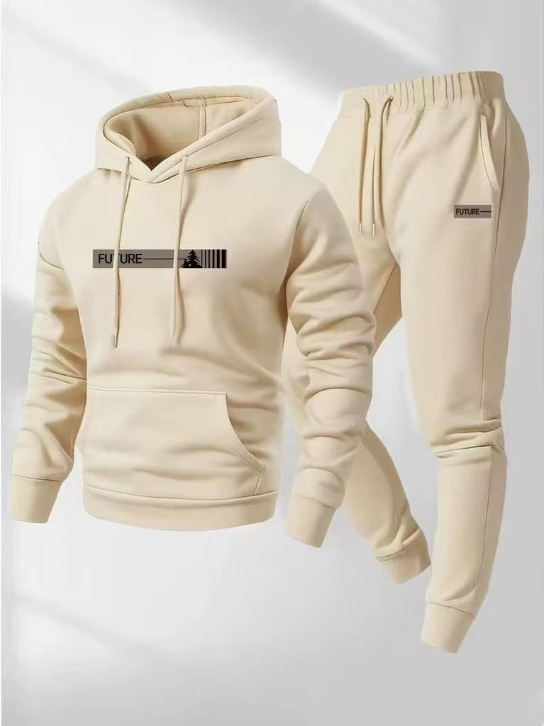 2025 Men's Hooded Pullover & Long Pants Set with Printed Logo