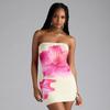 Summer Sexy Women's Strapless Floral Print Slim Hip-packing Short Dress