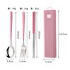 304 stainless steel tableware spoon fork chopsticks three-piece set portable tableware travel student tableware set