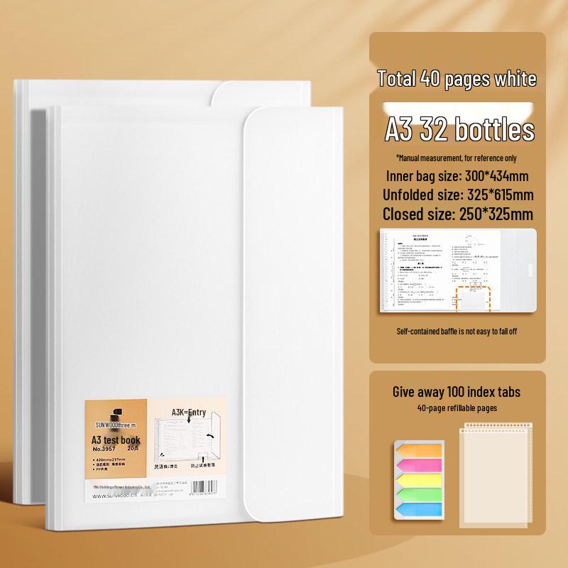 Large Capacity Test Paper Storage Bag with Transparent Insert Pages for Students
