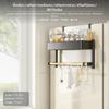 magnetized Refrigerator Organizer Rack, Carbon Steel, NoDrill Wall Mount, MultiFunctional Kitchen
