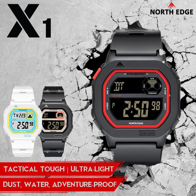 NORTH EDGE X1 Square Screen Digital Watch 2025 Men Women Sportswatch Waterproof 50M Stopwatch Countdown Alarm Clock Reloj Hombre