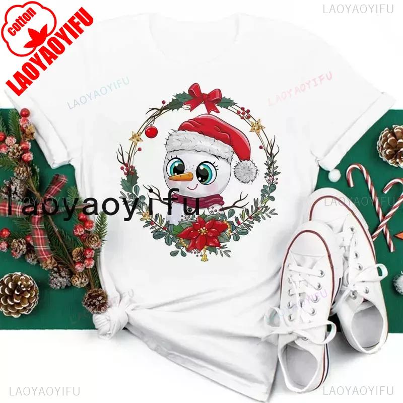 New Year Merry Christmas Women T Shirt Maycaur Christmas Gift Unisex Clothes Kawaii Sika Deer Graphic Shirt Scarf Penguin Tops