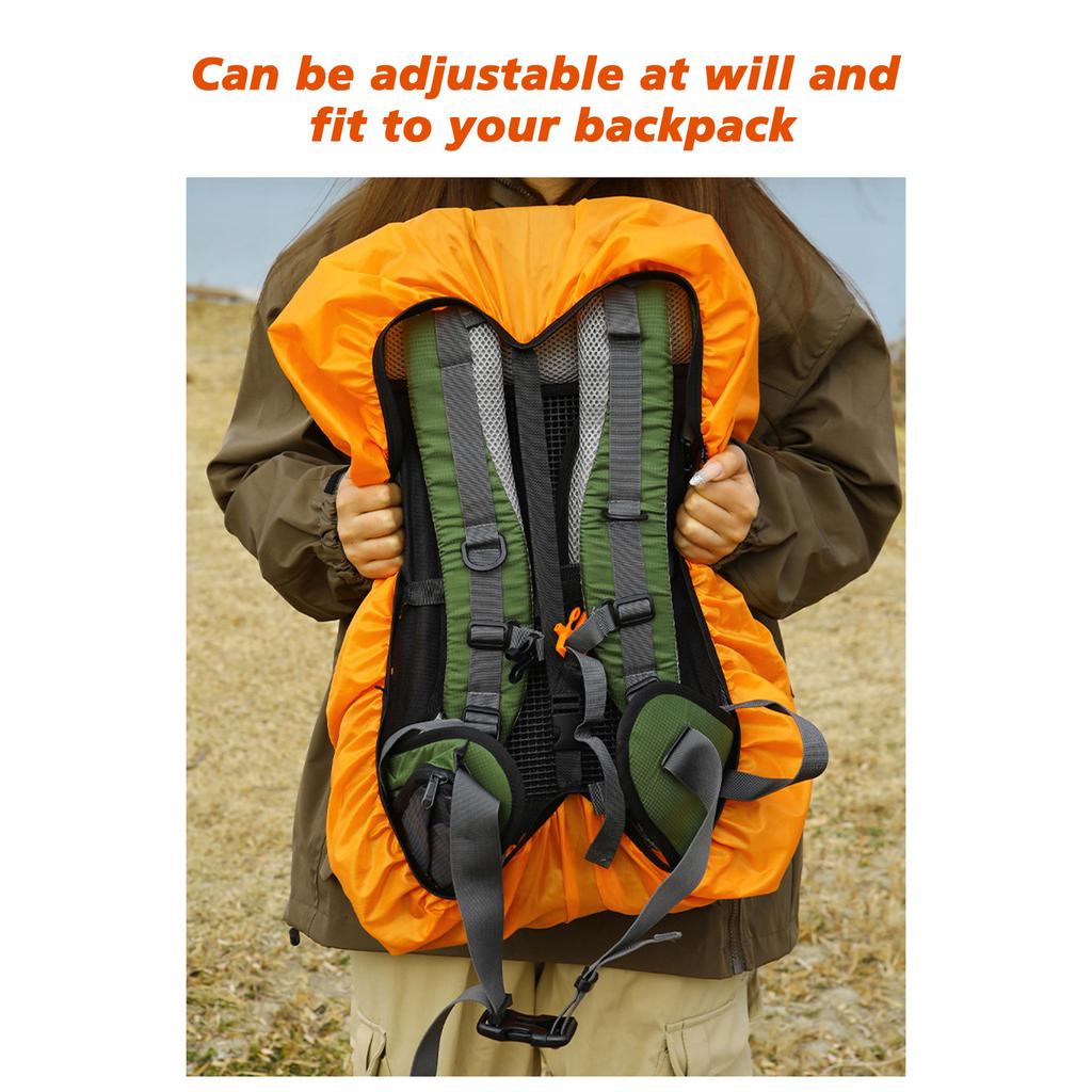 Water-proof Backpack Cover Rainproof Backpack Rain Cover with Reflective Strip for Hiking Camping Orange XL