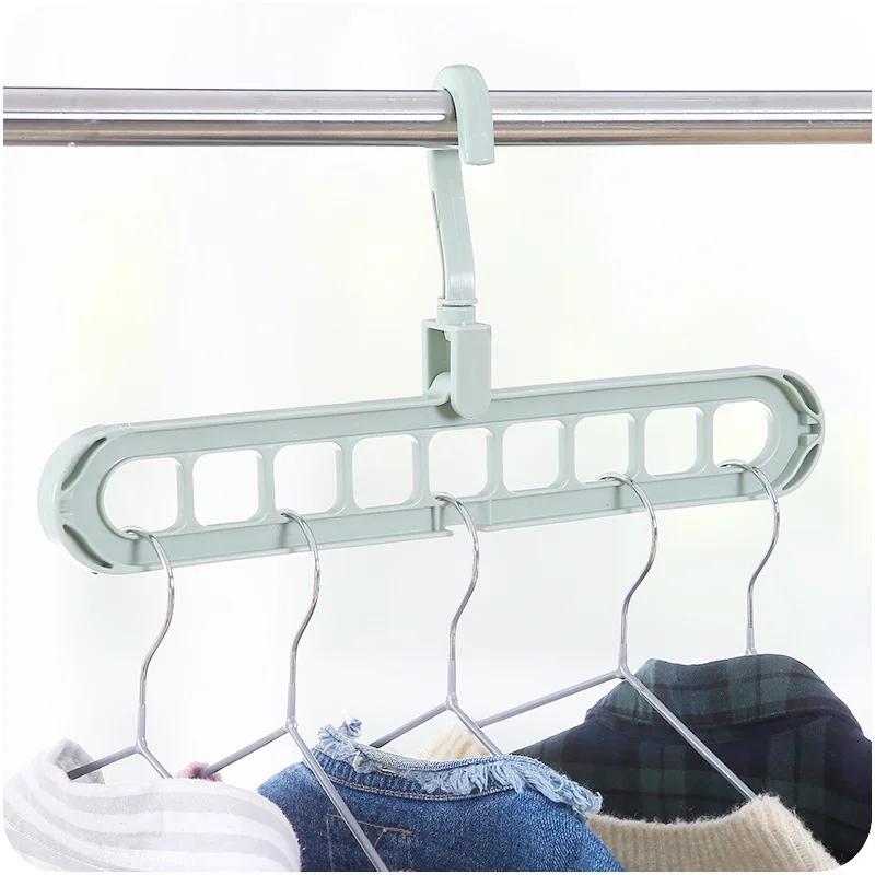 

1 Pc Magic Multi-port Support hangers for Clothes Drying Rack Multifunction Plastic Clothes rack drying hanger Storage Hangers зелёный