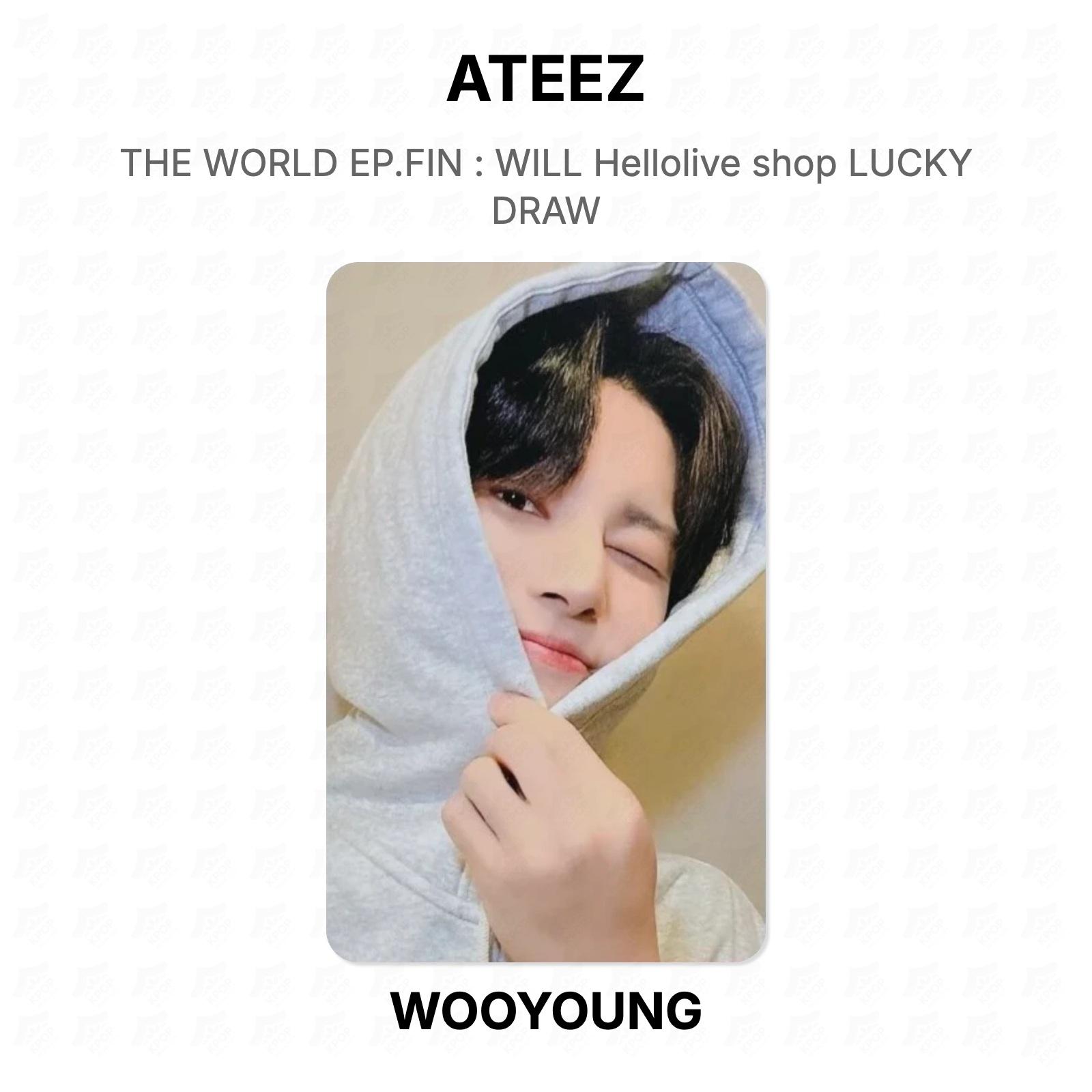 ATEEZ THE WORLD EP.FIN : Официальная фотокарточка из розыгрыша Lucky Draw магазина Hellolive WOOYOUNG