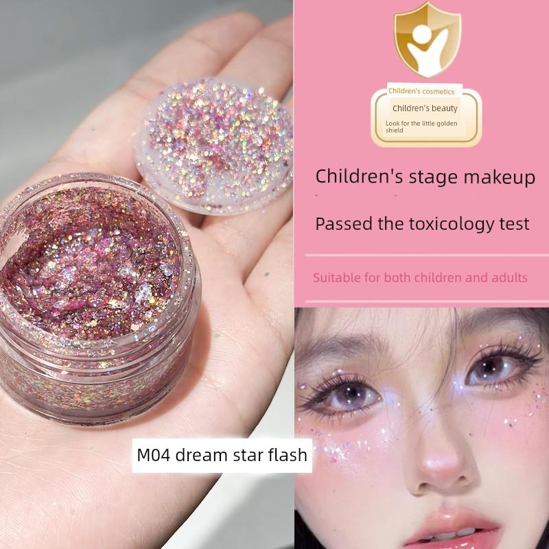 Face-Sticking Children's Stage Makeup Glitter Eyeshadow Sparkling Glitter Powder for June 1St Performance Special Small Gold Shield Cosmetics