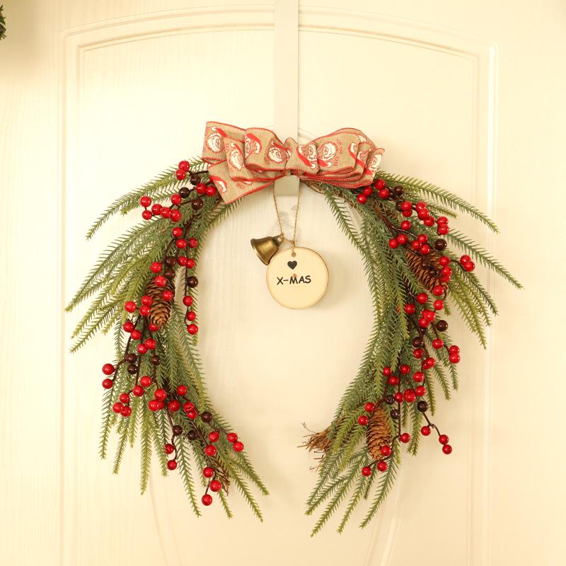 Horseshoe Christmas Wreath with Berries & Bells