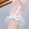 Damen Schleife Band Abendparty Kurze Handschuhe Einfarbig Halbfinger Design Mode Accessoires Spitze Mesh Kostümball 1 Paar