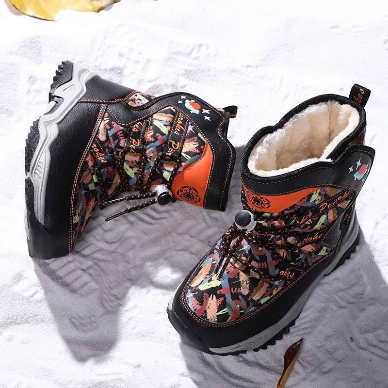 Autumn and winter velvet children's winter boots cold cotton boots women's shoes snow boots thickened boys boots cotton shoes warm snow shoes