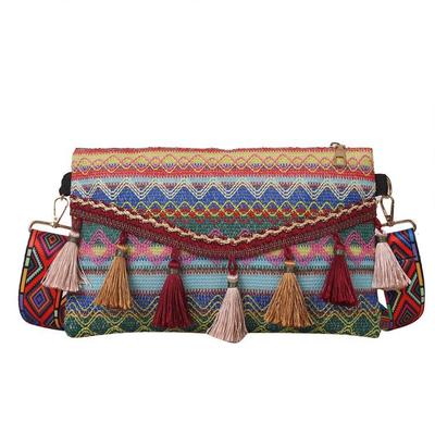 Bolsa de lona pequena bolsa feminina 2023 nova moda bolsa feminina com borla para telefone bolsa de ombro único estilo étnico bolsa crossbody bolsa pequena
