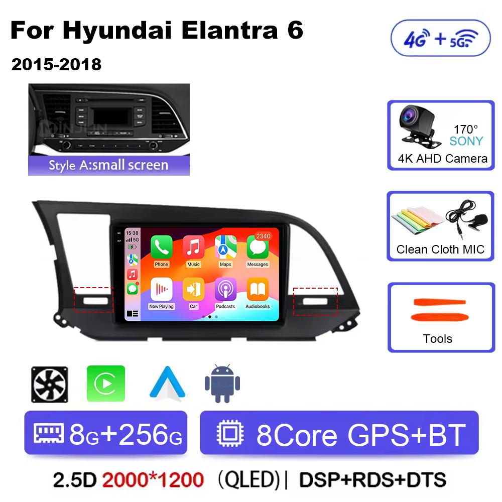 Android 14 Qualcomm Car Radio For Hyundai Elantra 6 2016-2018 Multimedia Video Player Stereo Touch Screen WIFI 4G Navigation GPS
