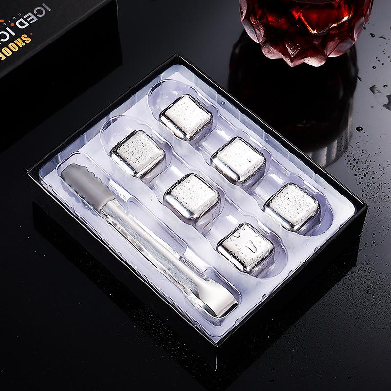 304 Stainless Steel Ice Cubes Reusable 6 Chilling Stones Clip Quick-Frozen Beer Cooler Champanera Whiskey Rock Party Bar Tool