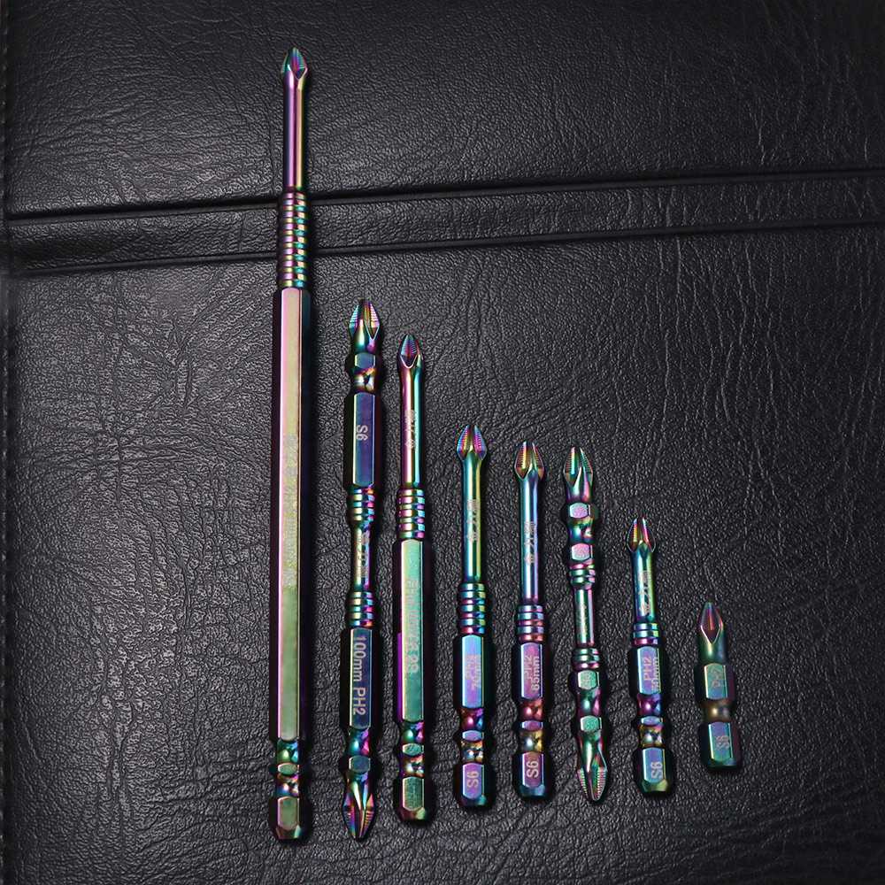 6/8PCS S6 Colorful Titanium Cross Screwdriver Bits  Electric Screwdrivers