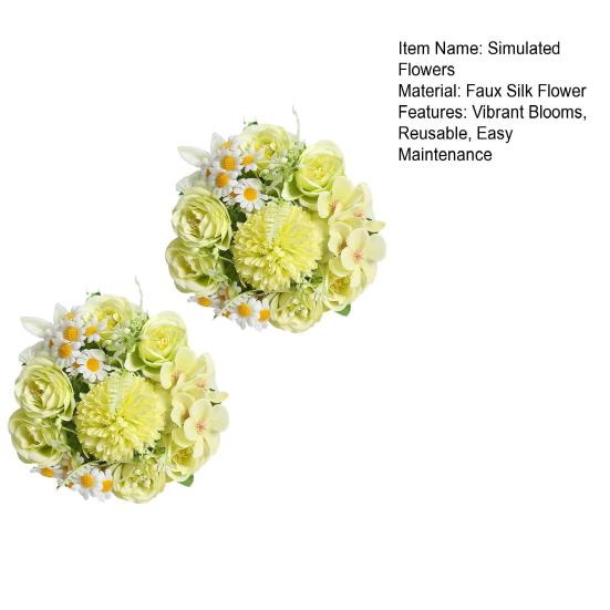 2 stk Falsk blomsterbukett Simulerte tusenfryd Realistisk hortensia Roser Kunstige blomster for Hjem Bryllupsdekorasjon Fotorekvisitter