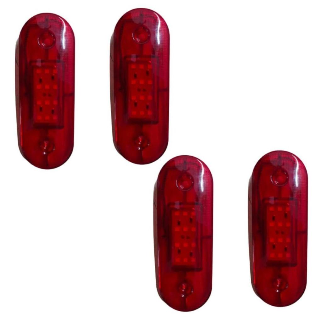 8PCS Red LED Running Board Side Marker Clearance Lights 12V for Truck Trailer RV Bus Boat | Waterproof Flat Base
