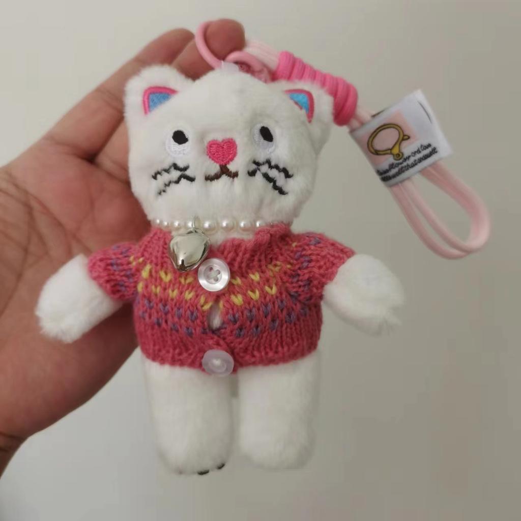 15cm Kawaii Rosa Katze Plüsch Schlüsselanhänger Niedlicher Katzen Plüsch Anhänger Weicher Tier Schlüsselanhänger Auto Schlüssel Schnalle Zubehör Mädchen Frauen Tasche Aufhängung