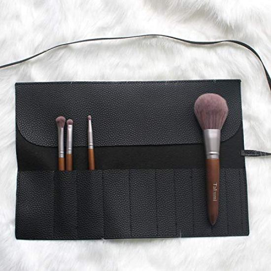 Dekori Makeup Brush PU Leather Cosmetic Case with Large Portable Makeup Brush Organizer and Multifunctional Travel and Portable for Holds 10 Brushes