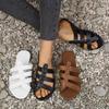 2025 Closed Toe Backless Flat Woven Sandals - Solid Color, Plus Size Available