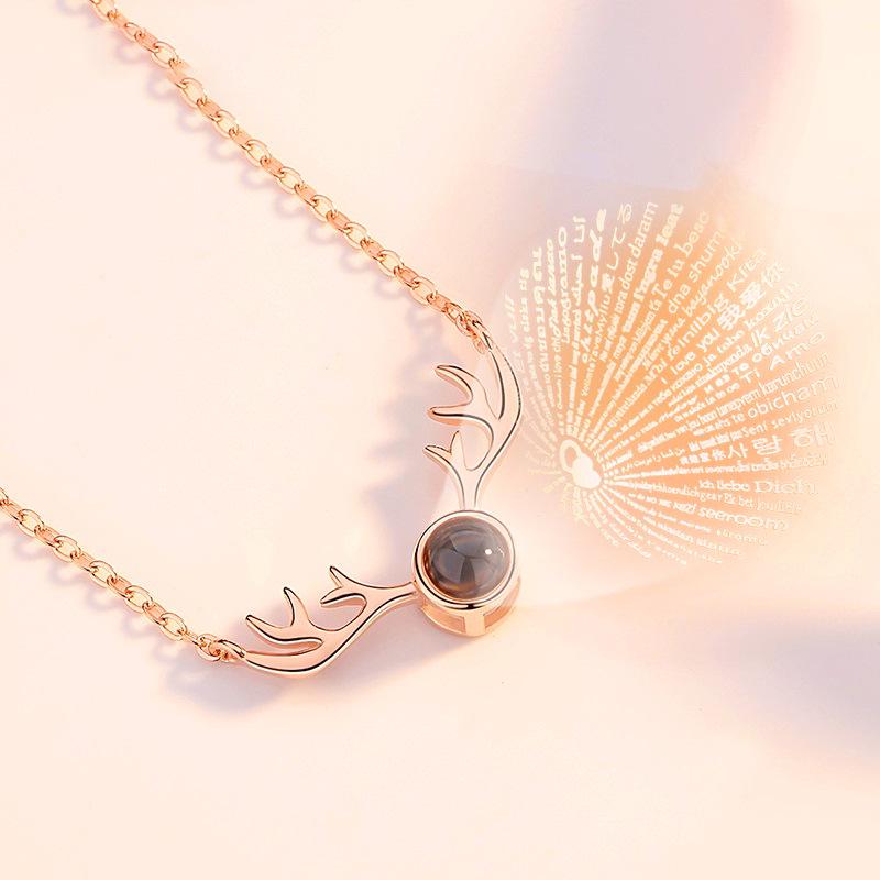 I Love You Deer Antler Necklace - 925 Sterling Silver Clavicle Chain, Japanese & Korean Fashion, TikTok Style Christmas Gift