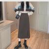 High Waist A-Line Women's Midi Skirt with Slit - 2024 Spring Korean Fashion