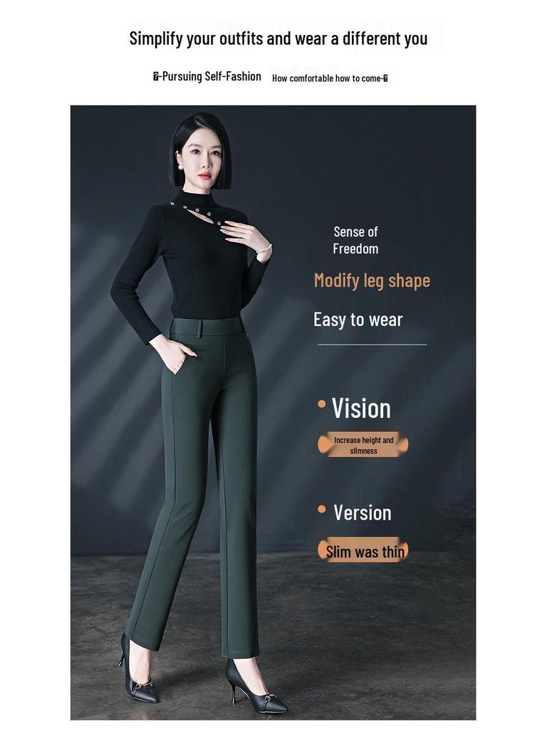 Jinbao Women's Plus Size Casual Cotton Pants - Spring/Autumn 2025, Middle-Aged & Elderly, Elastic Waist, Loose Fit, Small Straight Leg.