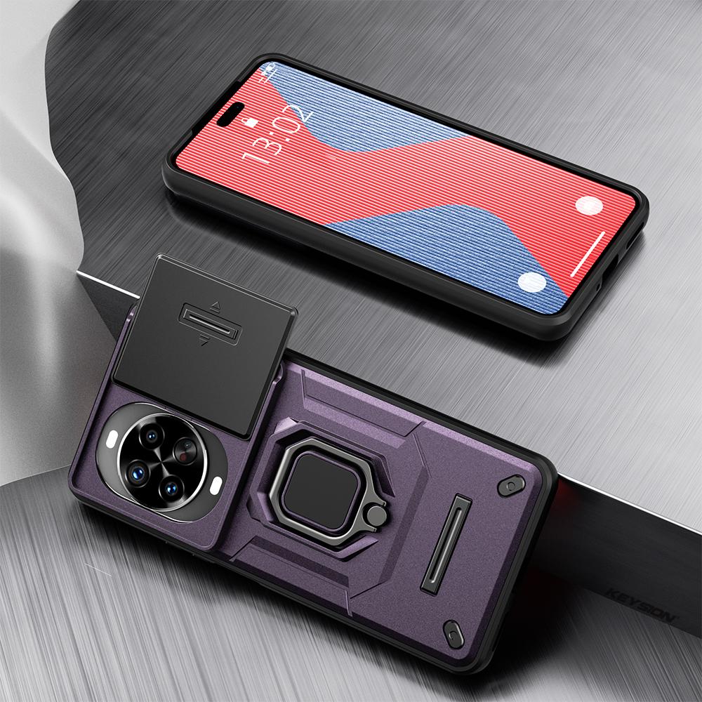 KEYSION Shockproof Case for Huawei nova 14 14 Pro Slide Camera Protection Metal Ring Stand Phone Back Cover for Huawei nova14Pro