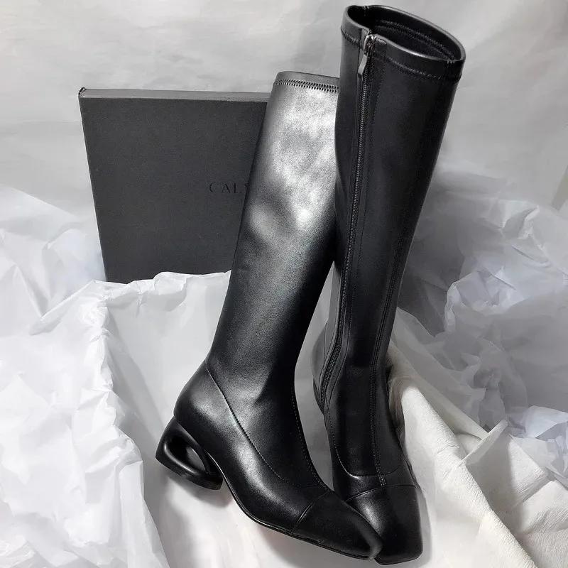 Fashion 2025Square Toe Block Heel Back Zipper Fashion Simple Boots New High-end Fashion Women's Boots for Autumn and Winter