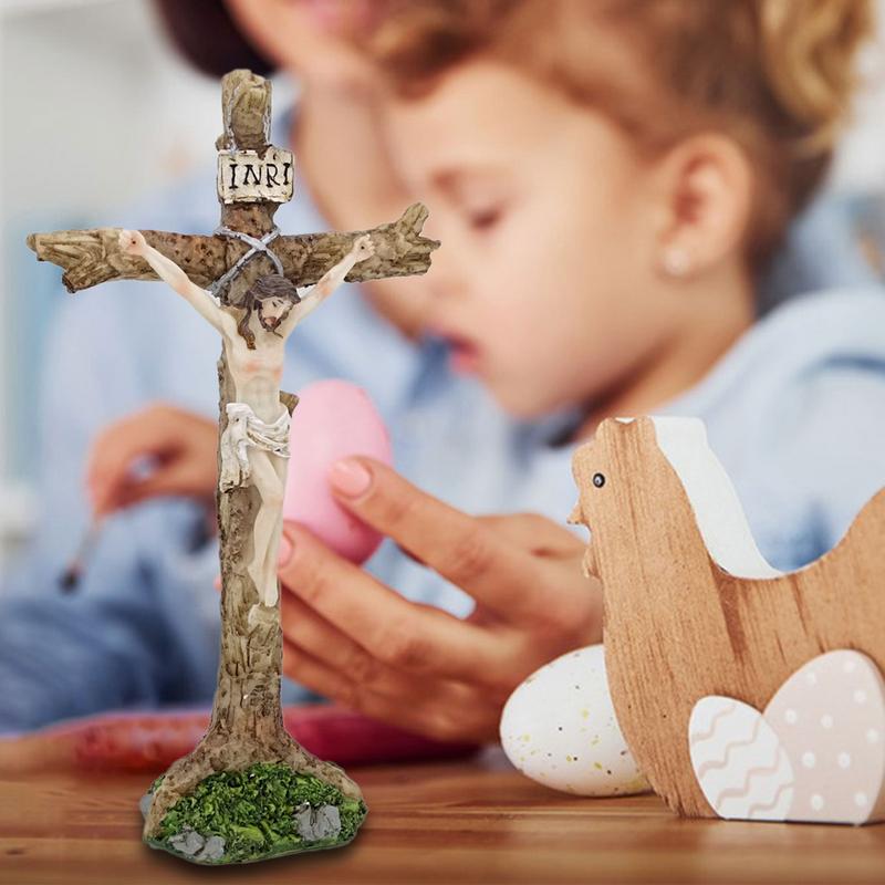 Crucifix Figurines Religious Statues Christian Ornament Holy Catholic Crafts for Christmas Easter Home Decoration