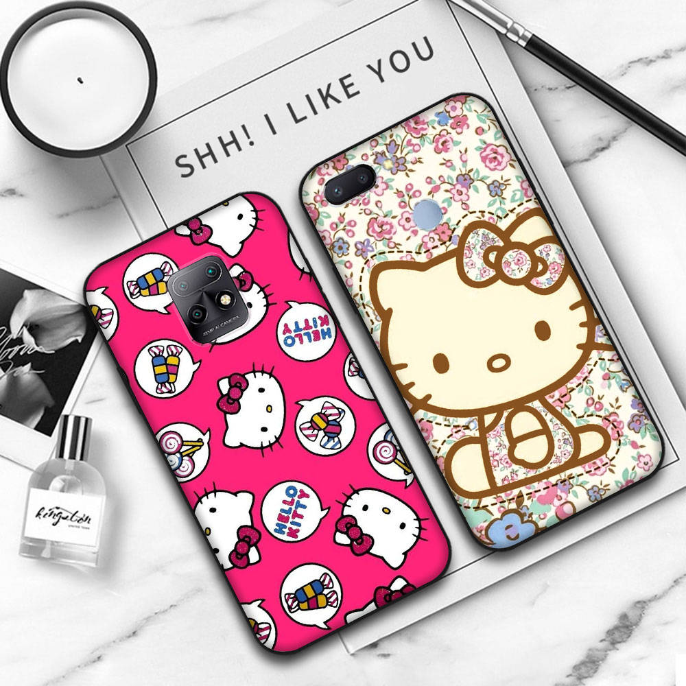 JZ3 Love Hello Kitty Black Sofe Case for OPPO Reno 8 6 5 4 Pro Plus Find X3 A17 A3 A31 A38 A40 A53 A54 A55 A74 A76 A78 A77 A80 A94 A95 A96 Lite