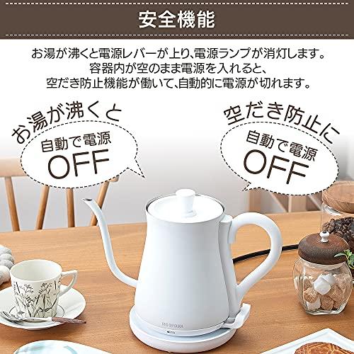 Iris Ohyama Electric Kettle, Drip Type, 600ml, Antique Style, White, IKE-C600-W, Energy Saving