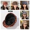 Vintage karierter achteckiger Hut für Damen Herbstmode Trendiges Barett Vielseitige lässige Schirmmütze