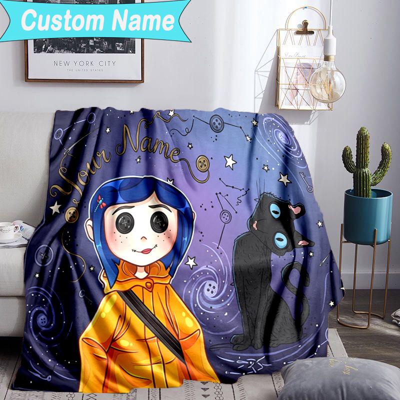 Custom Name Blanket Mystery Coraline's World Blanket Bedding Blanket for Travel, Camping, Living Rooms, Offices, Sofas, Fan Christmas gift