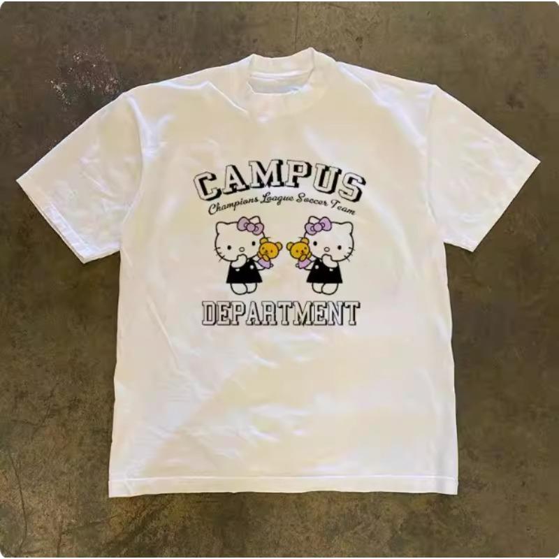 

Sanrio 2026 Summer Comic Form Hello Kitty Image 100 Cotton Printed Casual Tshirt Adult Children Parentchild Top Homewear Y2k S