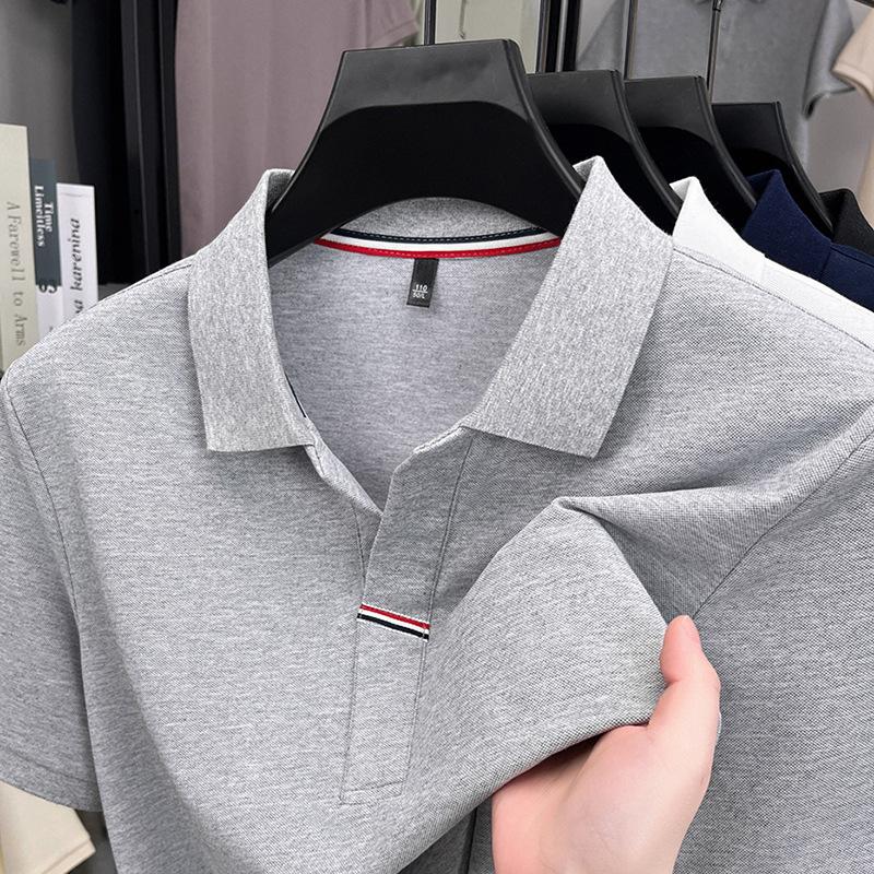 Out-Of App Men'S Light Luxury Short-Sleeved Polo Shirt Men'S Premium Button-Down Lapel Half-Sleeved T-Shirt
